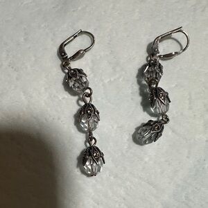 Catherine Popesco Silver and Crystal Dangle Earrings